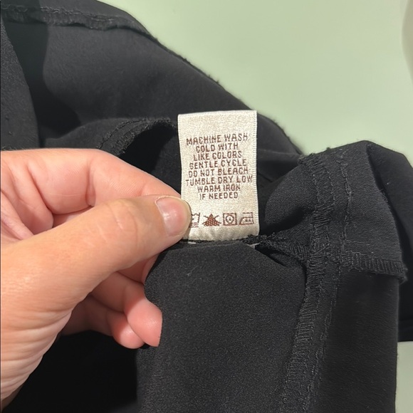 Black Mini Pencil Skirt with Ruffled Hem, Zipper & Button Closure - Picture 9 of 9